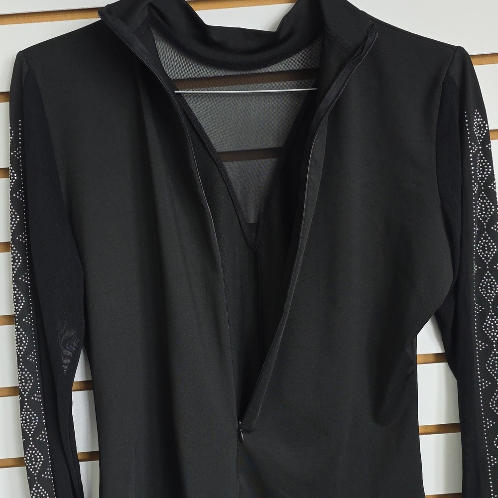 Semi Sheer Bedazzled Mock Neck Long Sleeve Top - Picture 6 of 6